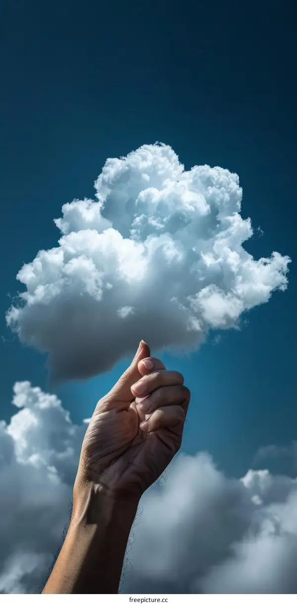 Hand holding a cloud
