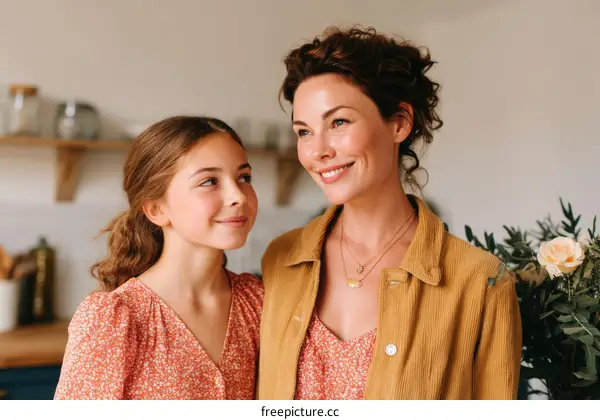 Mother and Daughter Connection in Kitchen