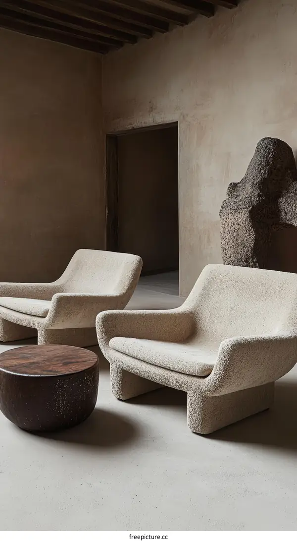 Beige Modern Furniture in a Minimalist Interior