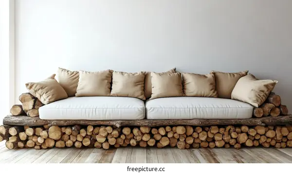 Creative Wooden Log Sofa Design