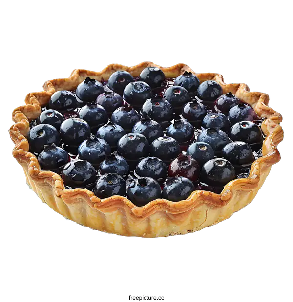 [Transparent Background PNG]Fresh Blueberry Tart on White Background