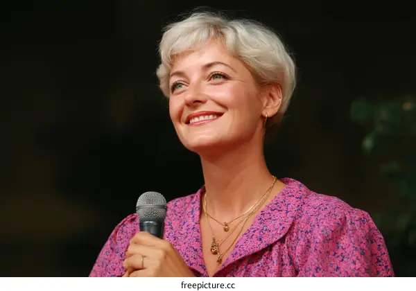Woman Speaking at a Public Event