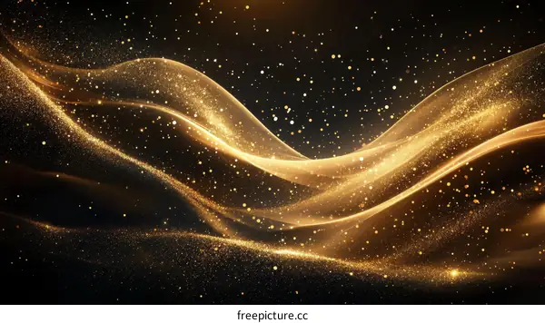 Abstract Golden Glittering Waves