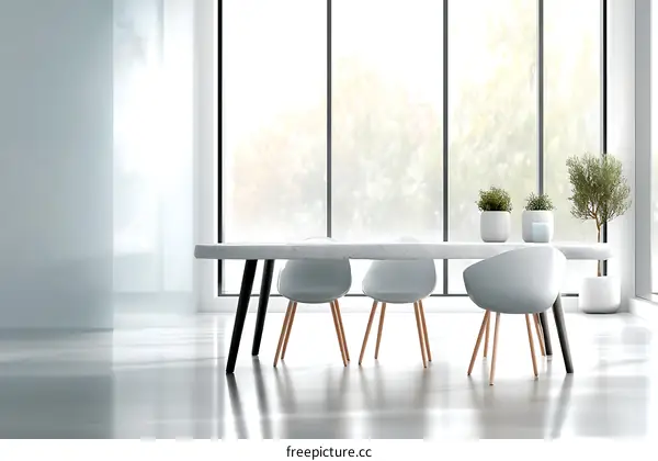 Modern Minimalist Dining Area Design Illustration