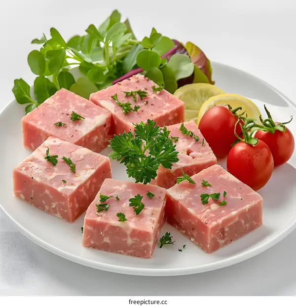 Ham Steak with Parsley on a Plate