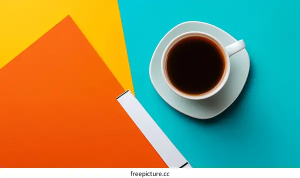 Coffee Cup on Colorful Background