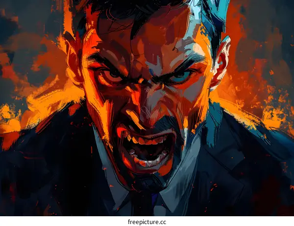 man in suit screaming