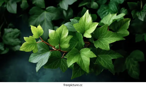 Closeup Lush Green Ivy Leaves