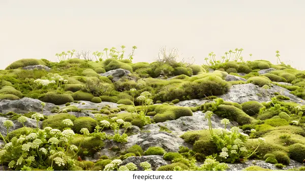 Green Moss Covered Rocks in Nature