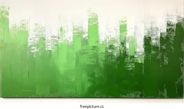 Abstract Green Cityscape Painting