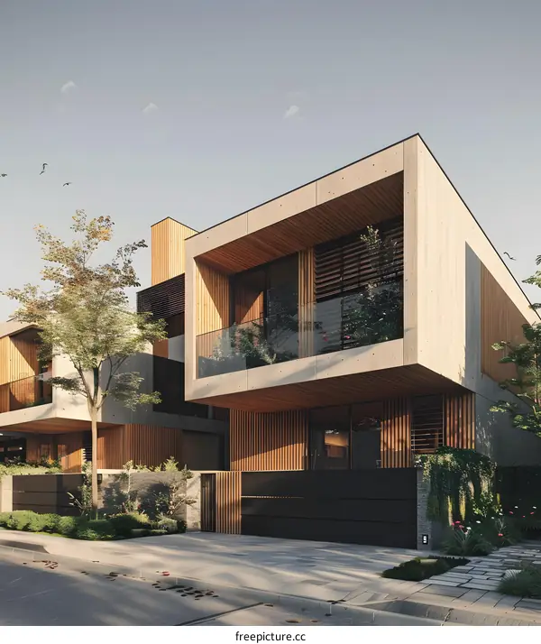 Modern House Exterior Design with Wooden Cladding