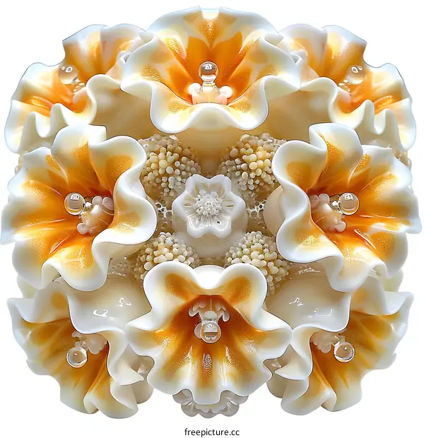Orange and White Glass Flower Sculpture