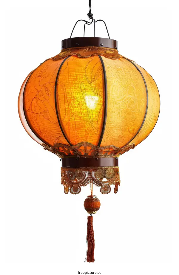 Round paper lantern with intricate cutout designs