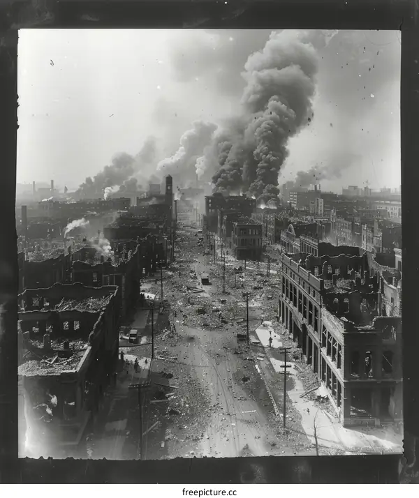Ruins of the Haymarket Square after the Great Chicago Fire of 1871