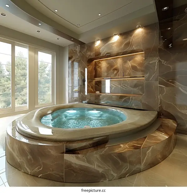Luxury Indoor Jacuzzi with Exquisite Marble Details