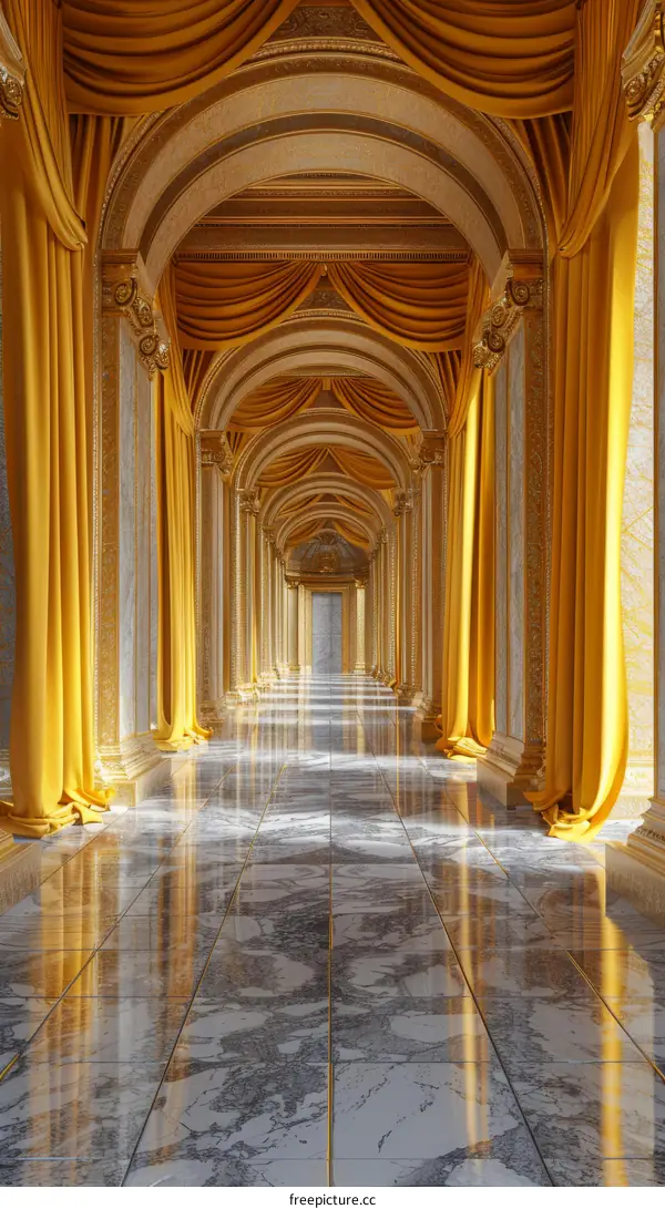 Golden Architectural Colonnade