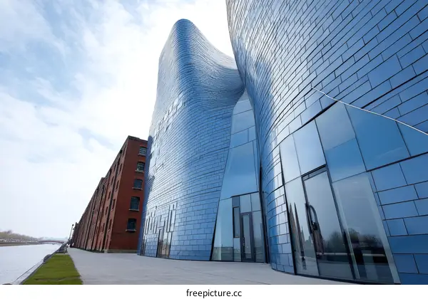 Modern Architectural Design of a Blue Building