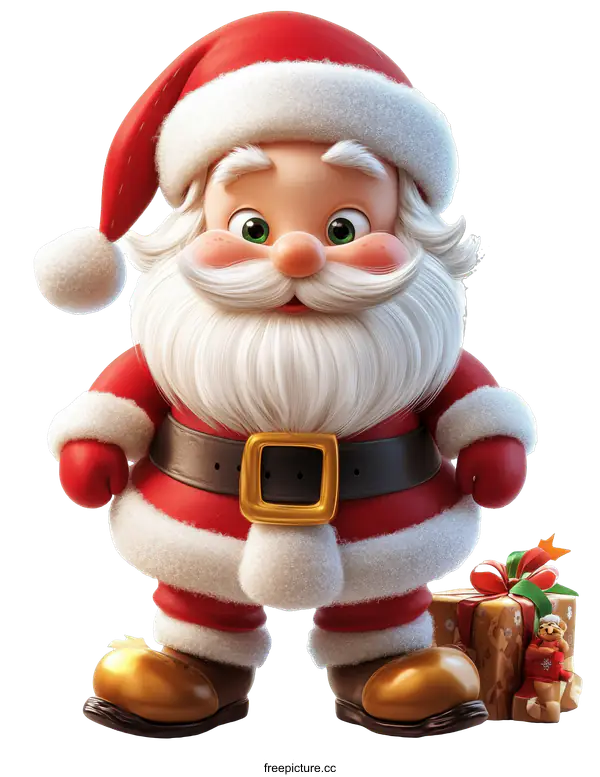 [Transparent Background PNG]Cartoon Santa Claus with Gift
