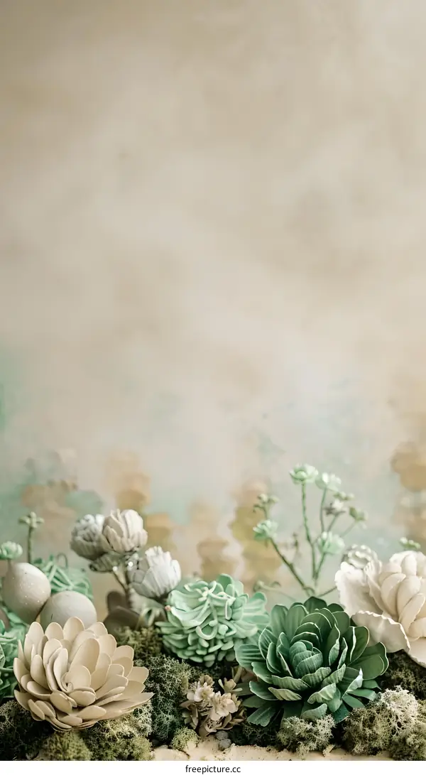 Green and Beige Succulent Floral Arrangement