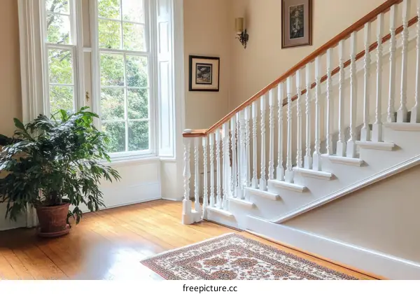 Elegant Interior Staircase with Large Window