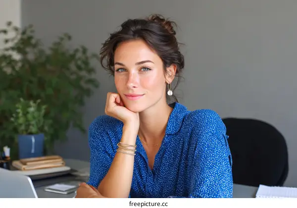 Confident Caucasian Woman Working in Office