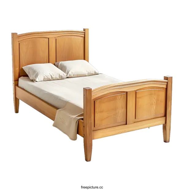 [Transparent Background PNG]Wooden Bed Frame With White Background