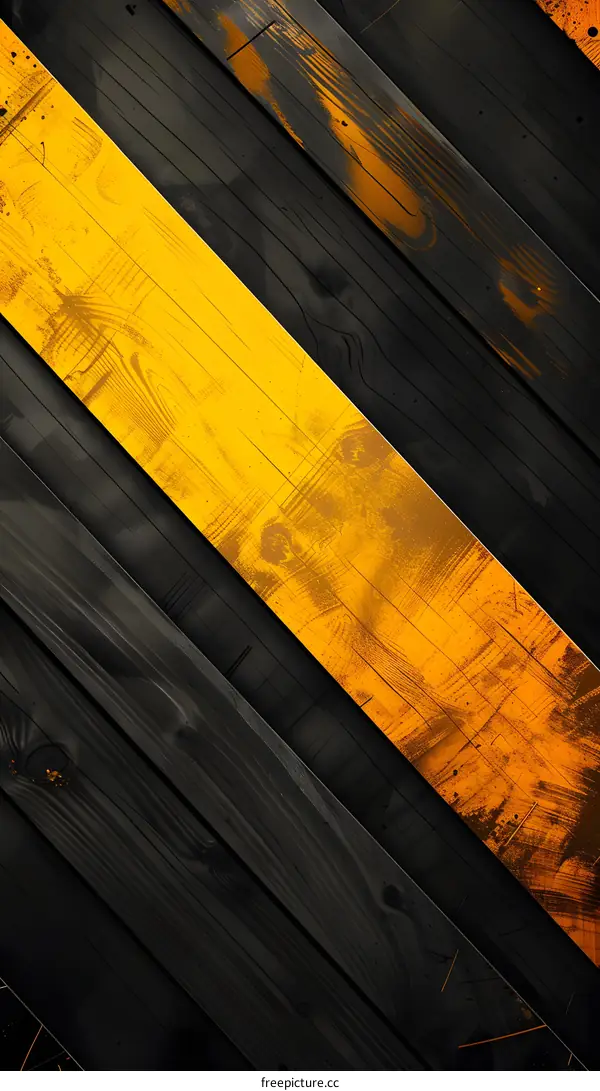 Abstract Diagonal Black and Yellow Wood Texture
