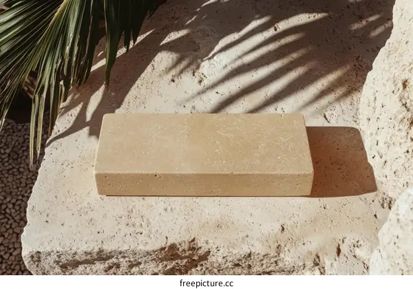 Natural Beige Stone Block Display