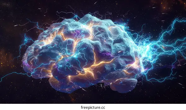 Brain with electrical activity