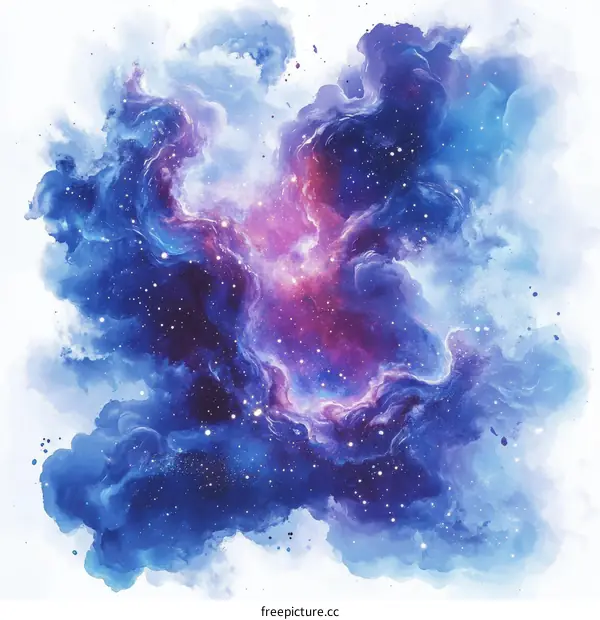 Abstract Watercolor Cosmic Nebula
