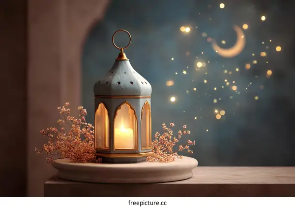 Ramadan Lantern with Bokeh Background