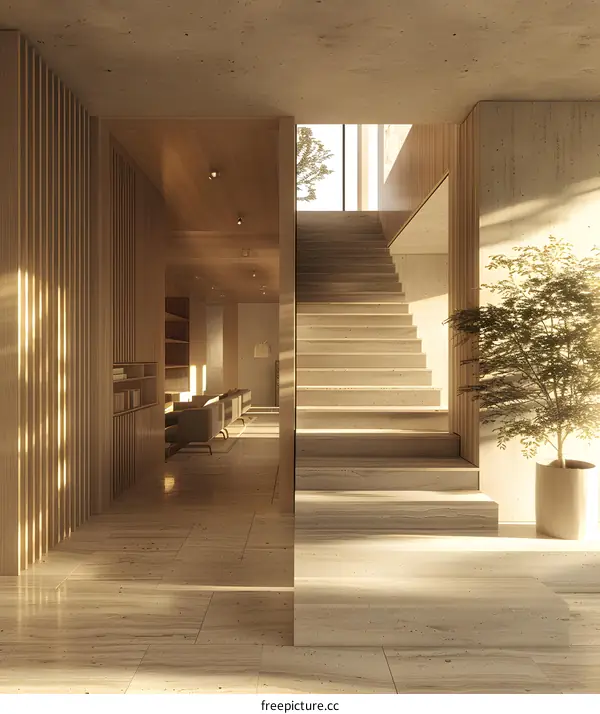 Modern Minimalist Interior with Staircase