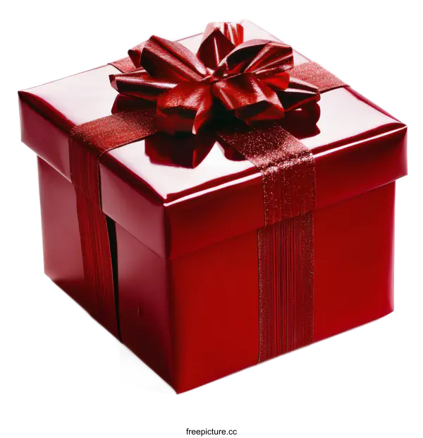 [Transparent Background PNG]Red Gift Box with Festive Ribbon
