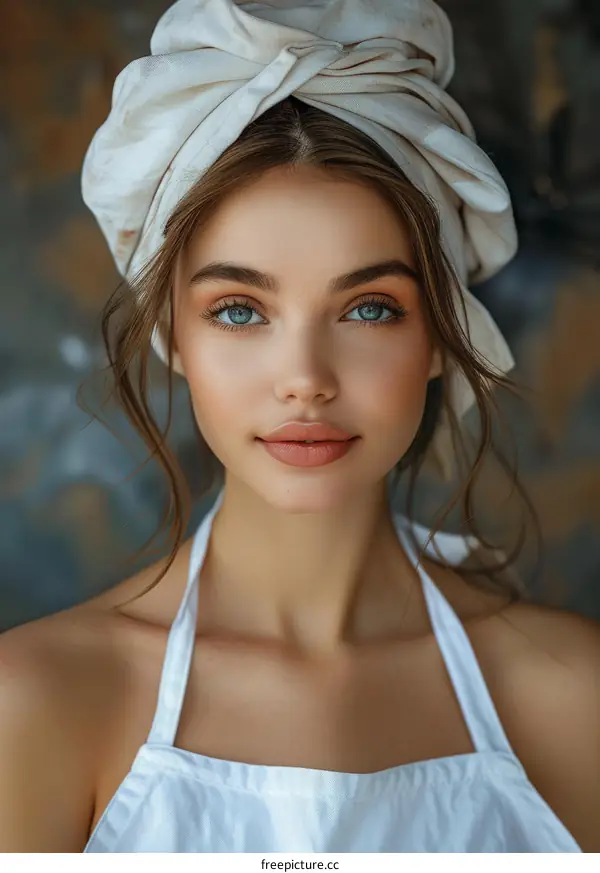 portrait of a beautiful young woman in a white headscarf