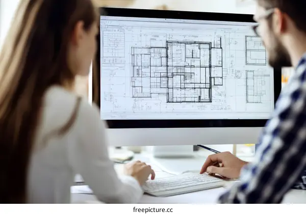 Two Architects Working on Building Plans