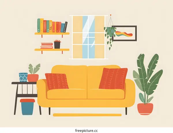 Modern Living Room Interior Design Illustration