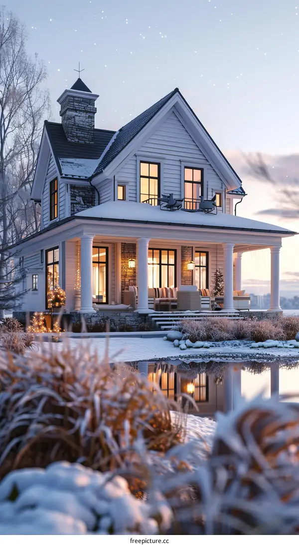 Winter Wonderland House Exterior Illustration