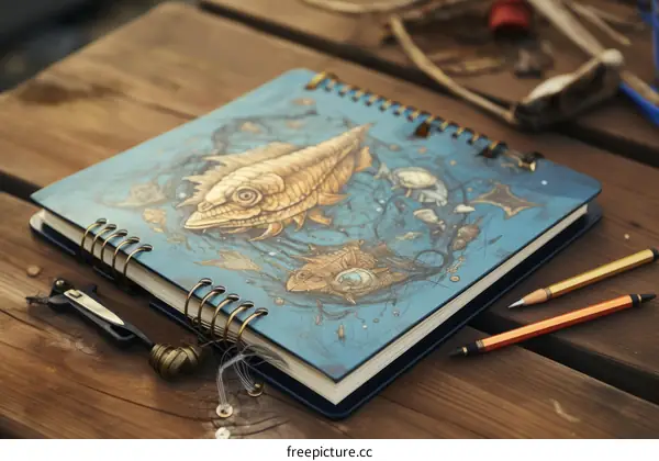 fantasy fish illustration cover of a vintage book