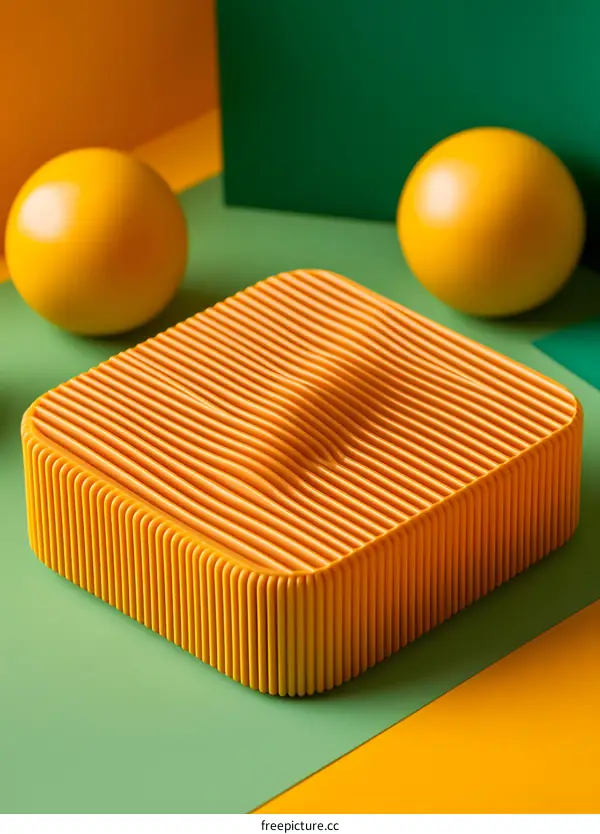 Abstract Yellow Geometric Shapes on Green and Yellow Background