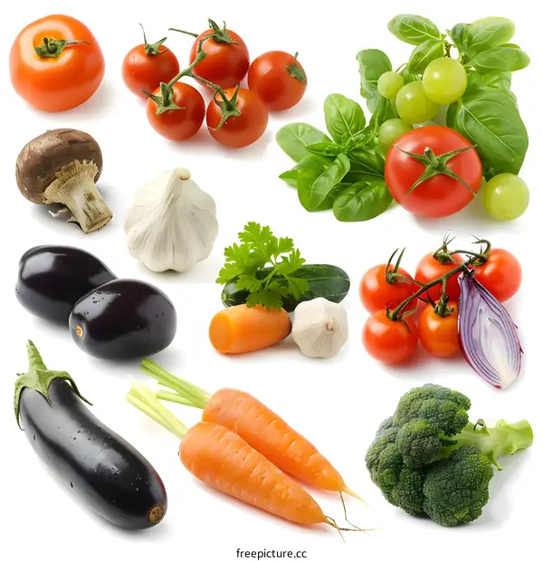 Fresh Vegetables Isolated On White Background