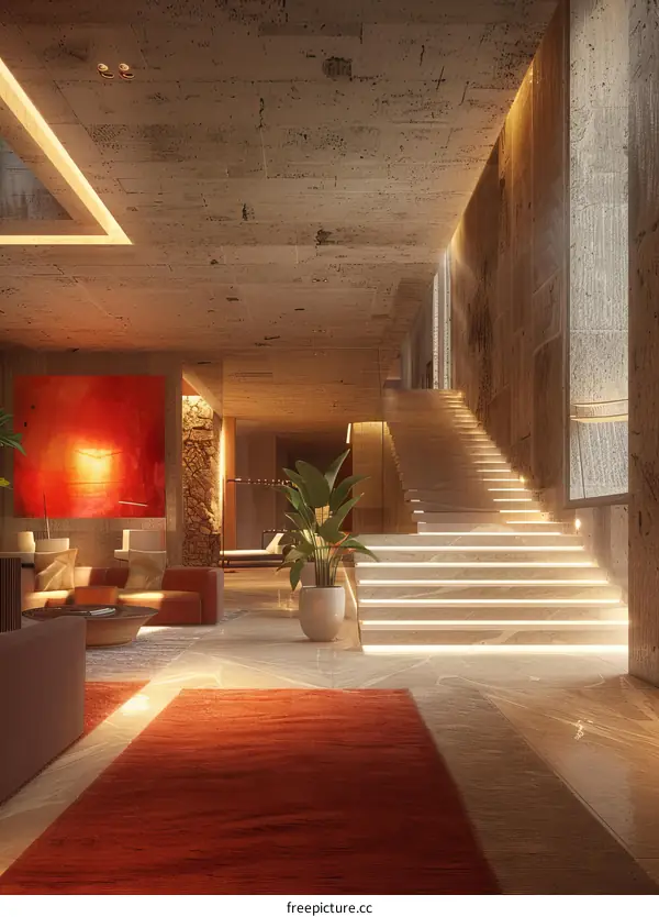 Modern Concrete Interior Design with Stairs