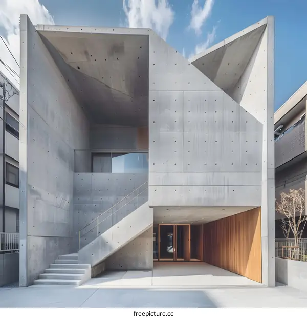 Modern Concrete House with Geometric Design