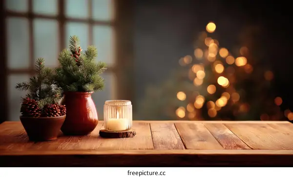 Christmas Festive Tabletop Scene with Decor