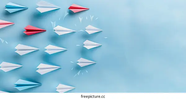 Red Paper Plane Breaking Through