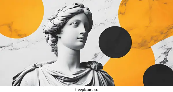 Marble Background with a Sculpture of a Woman