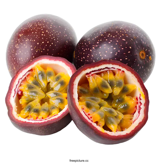 [Transparent Background PNG]Close up of passion fruit cut open