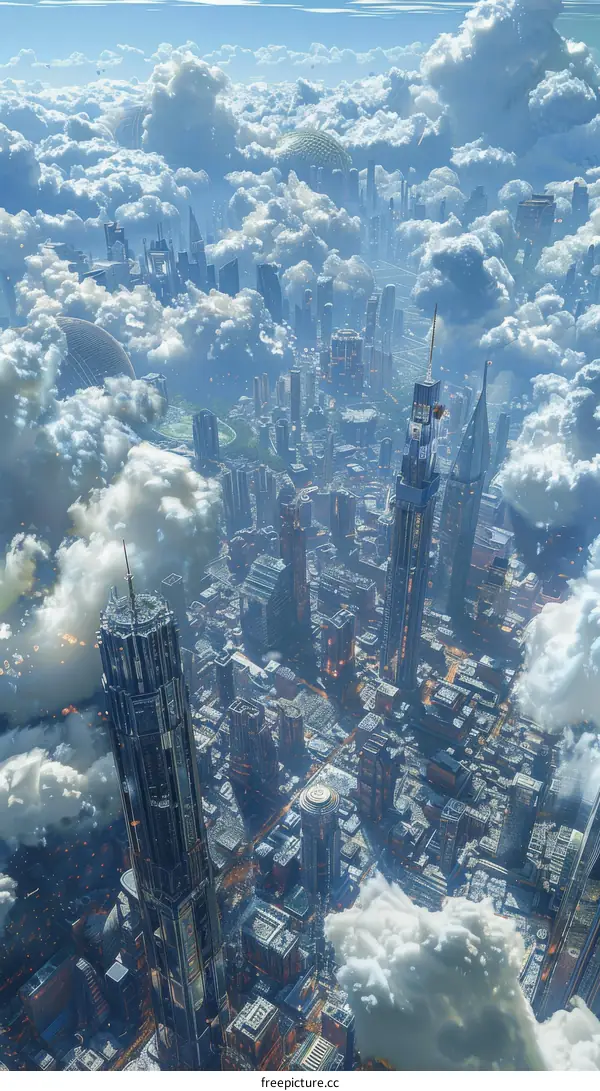 Futuristic Cityscape Above the Clouds