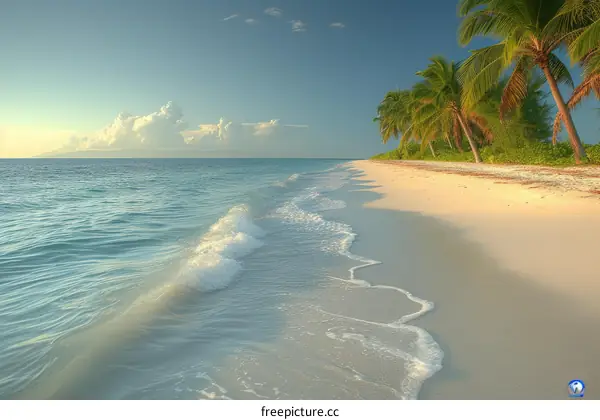 Beach with palm trees and white sand