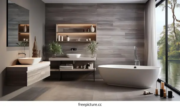 Bathroom interior with natural elements