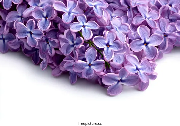 Close-up Lilac Flowers on White Background